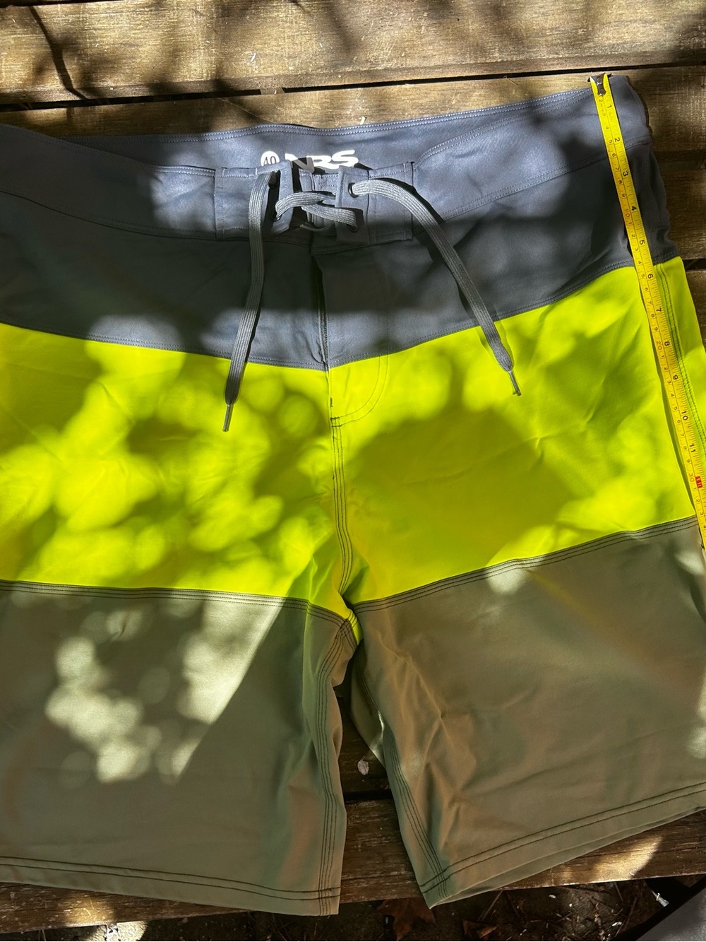 NRS BENNY BOARDSHORT Green, blue and Neon Yellow Swim Trunks- rare color combo